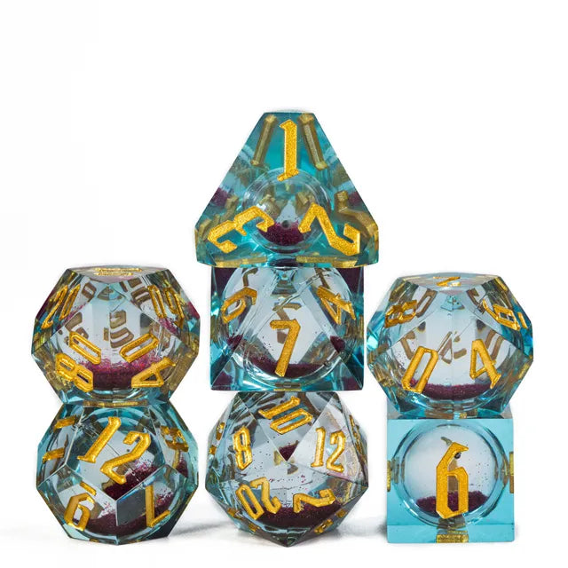 Liquid Core Glitter Dice Purple Orange