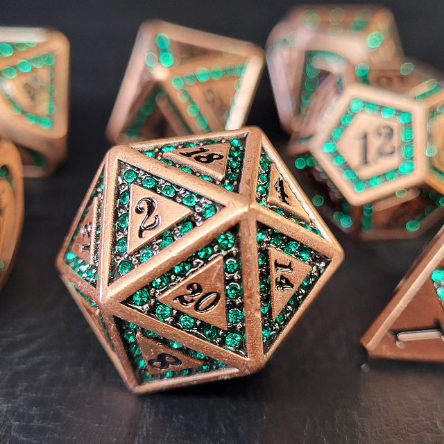 Burnished Emerald 7-Piece Metal Dice Set product image