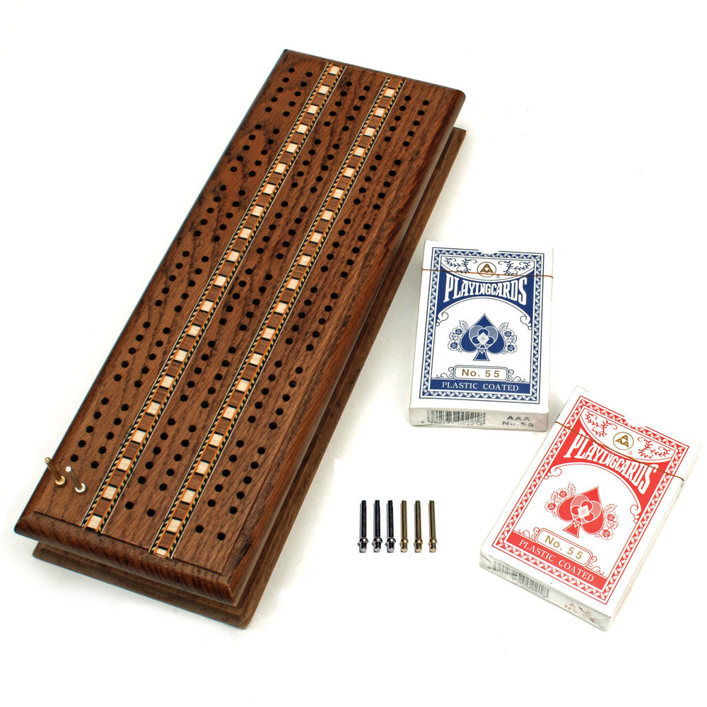 Cribbage Set Solid Oak Stained Set