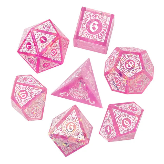 Precision Glitter Pattern Pink Dice