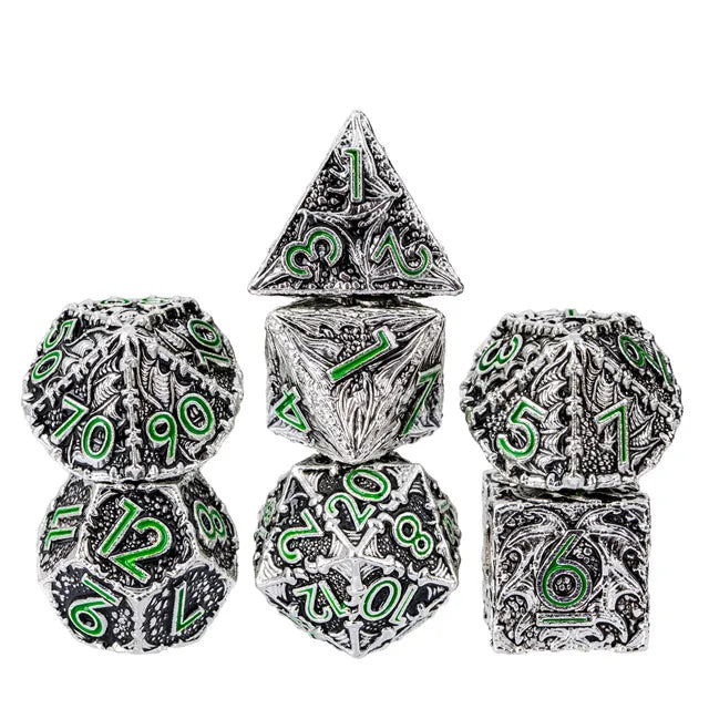 Black Silver & Green Dragon Dice