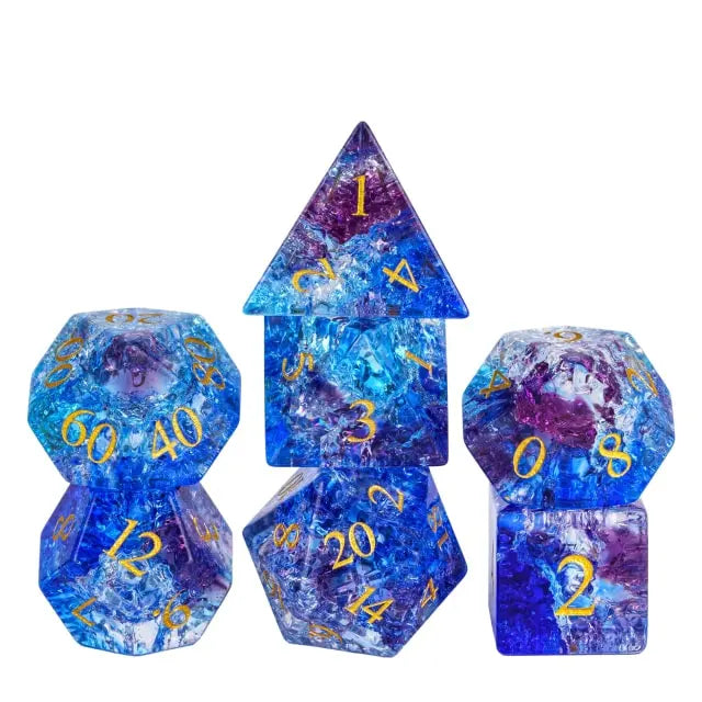 Purple/Blue Burst Lightning 7pc Dice