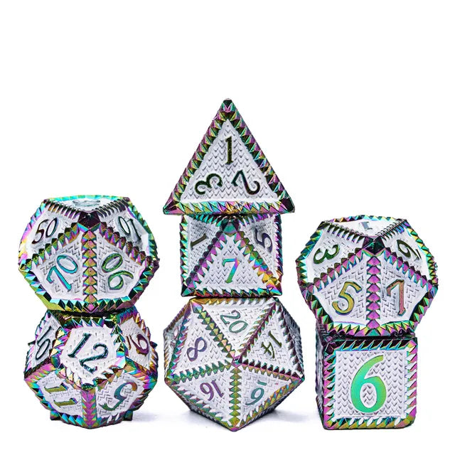 Steampunk Dice Set Colorful White