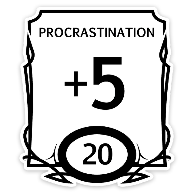 Procrastination Stat Block Waterproof Sticker product image