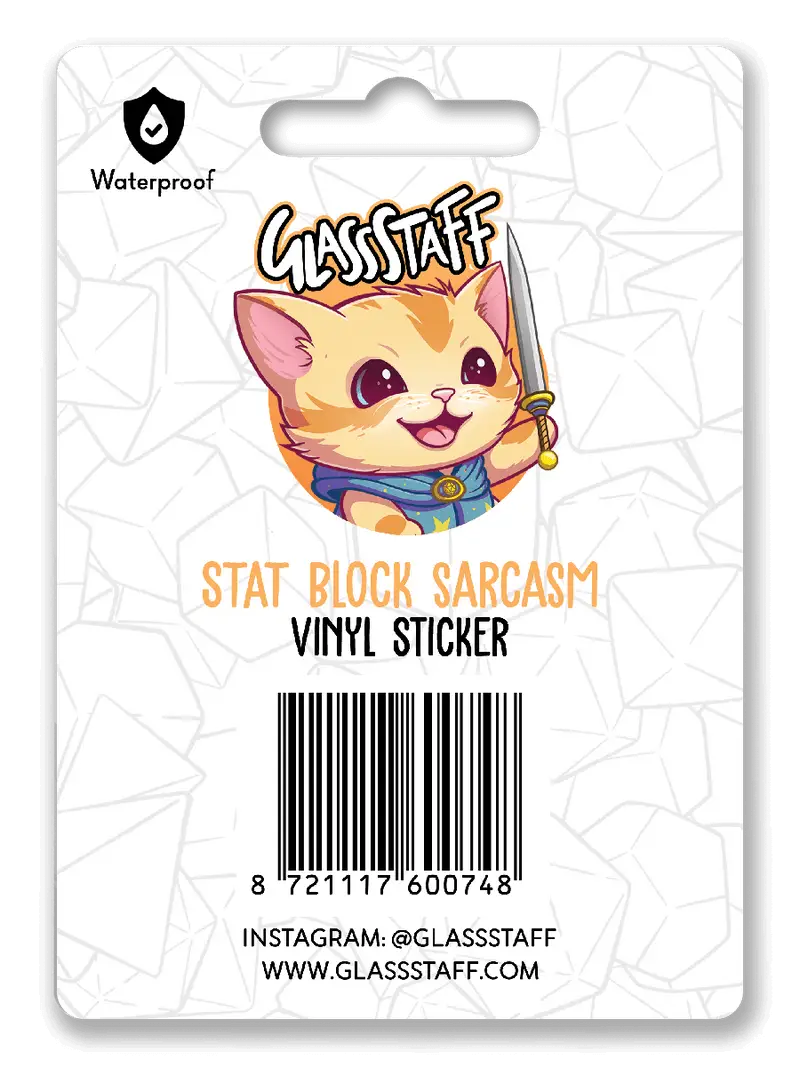 Sarcasm Stat Block Waterproof Sticker